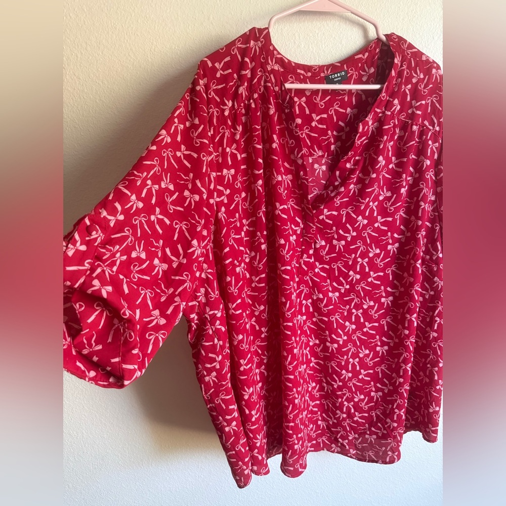 Torrid Harper Georgette Bow Blouse - Picture 2 of 7